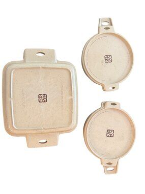 Vintage LintonWare Divided Serving Tray Set Beige Melamine Plates Mid Century